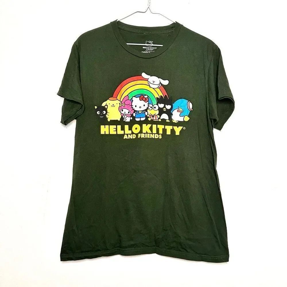 Sanrio Hello Kitty Ripple Helo Kitty & Friends Cotton Graphic Tee Green Medium